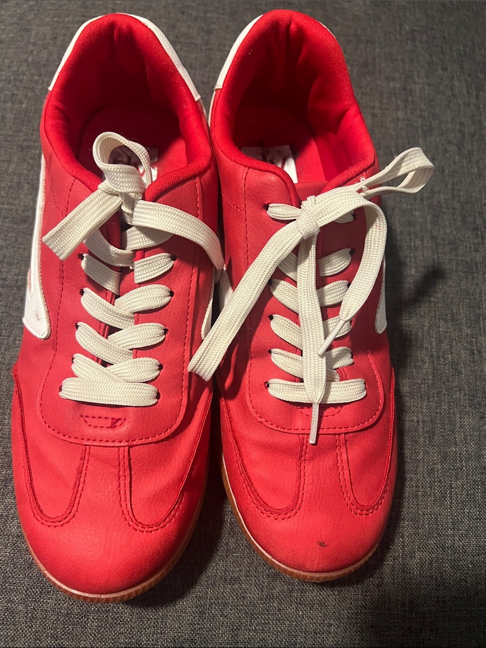 Dolce Vita Red and White Lace-Up Sneakers